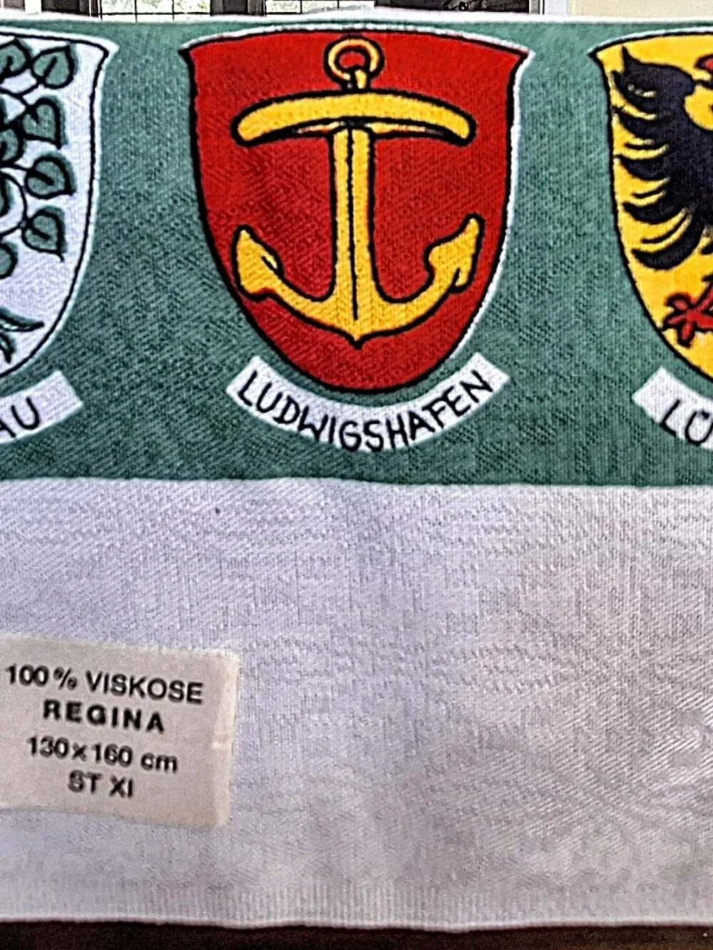 Vintage West German Viscose Linen Souvenir Map Tablecloth 51″ x 63͂″
